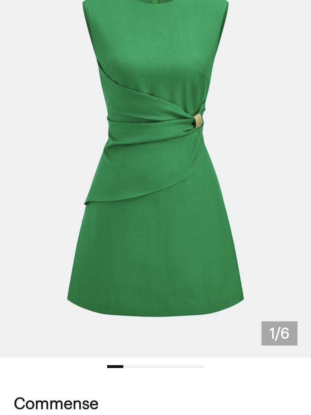 Commense Emerald Green Sleeveless Mini Dress with Side Twist